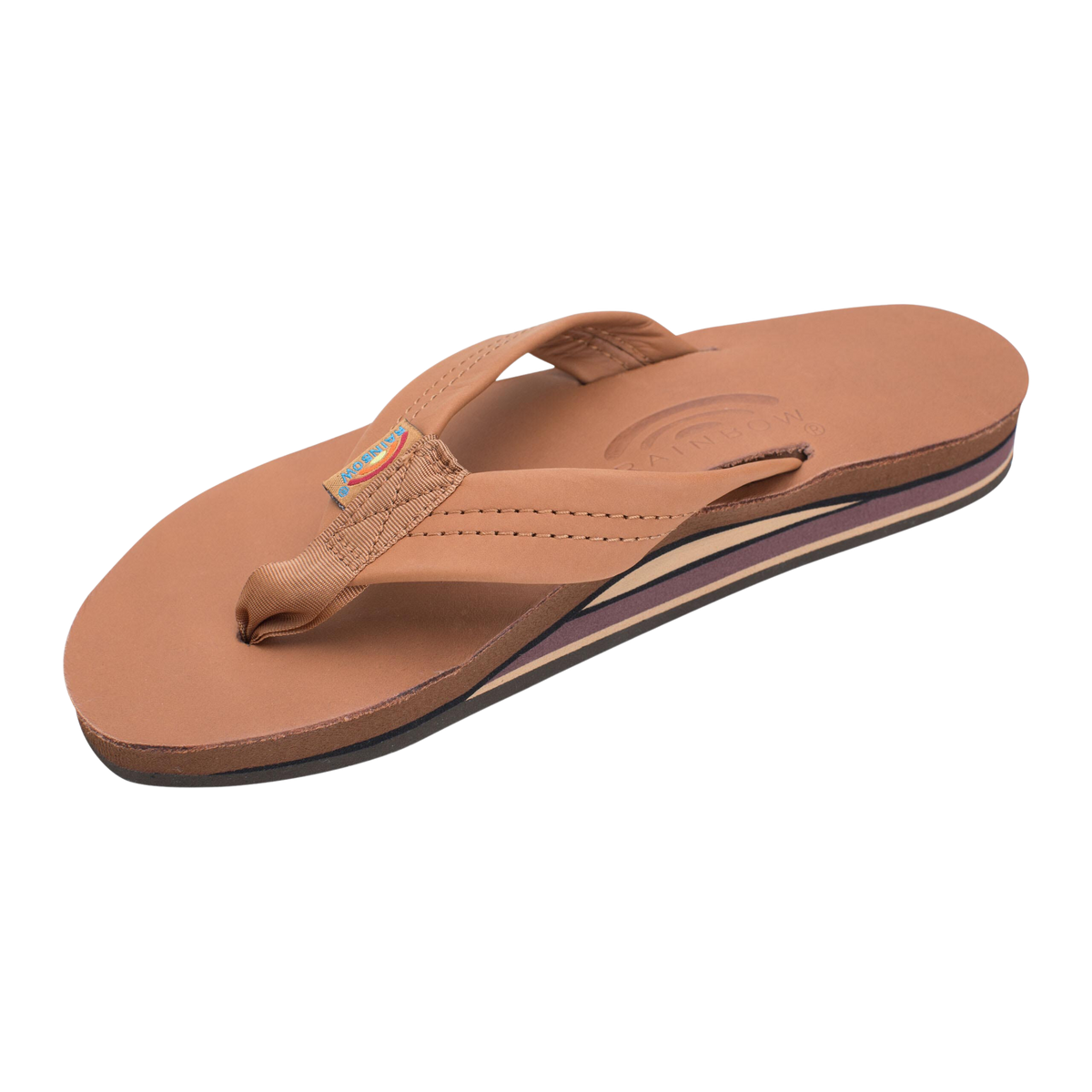 Rainbow - Classic Leather Sandal - Tan & Brown Double Layer Arch
