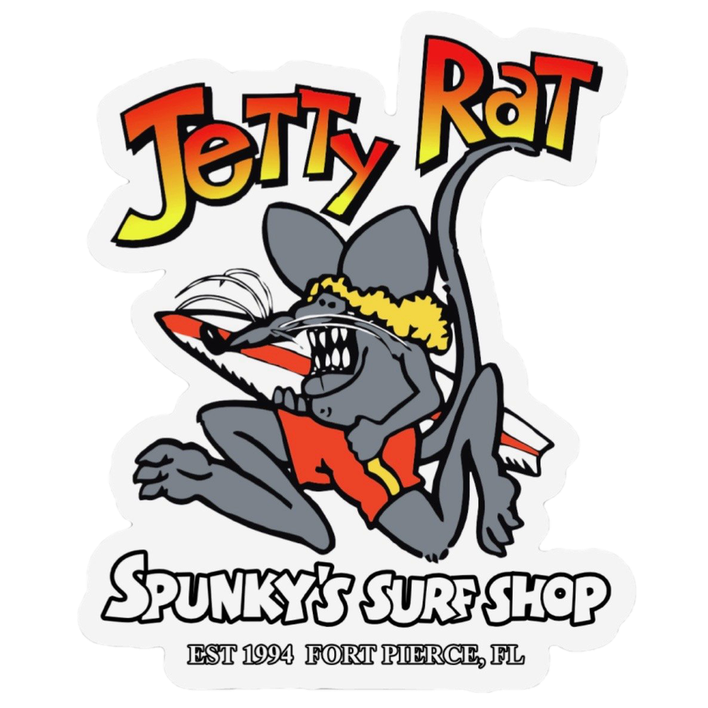 Spunky's Surf Shop - The Jetty Rat - 3" Sticker