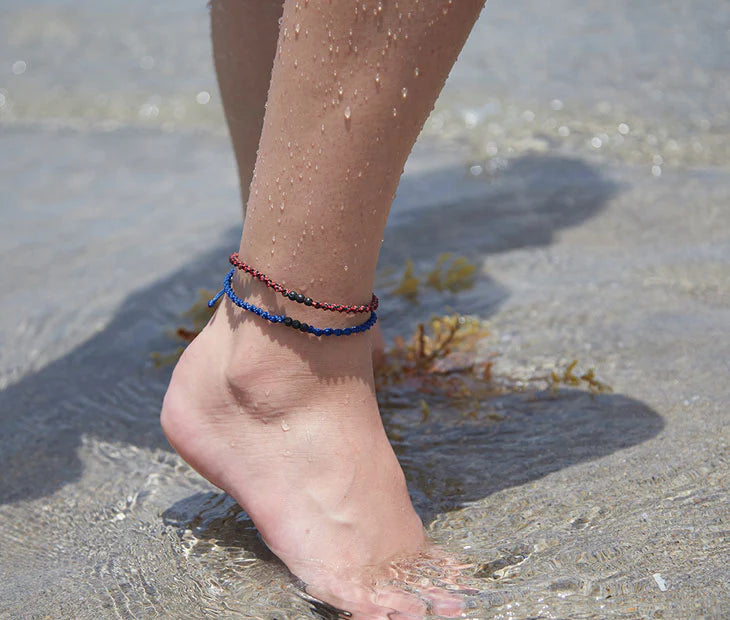 4Ocean - Lava Stone Braided Anklet
