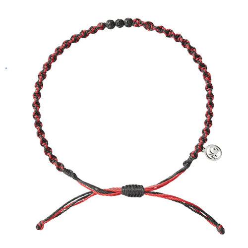 4Ocean - Lava Stone Braided Anklet-Jewelry-4Ocean-Red & Black-Spunkys Surf Shop LLC