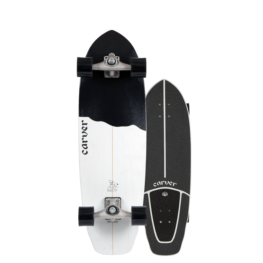 Carver - Black Tip - Surfskate Complete-Skateboards-Carver-CX Raw-Spunkys Surf Shop LLC