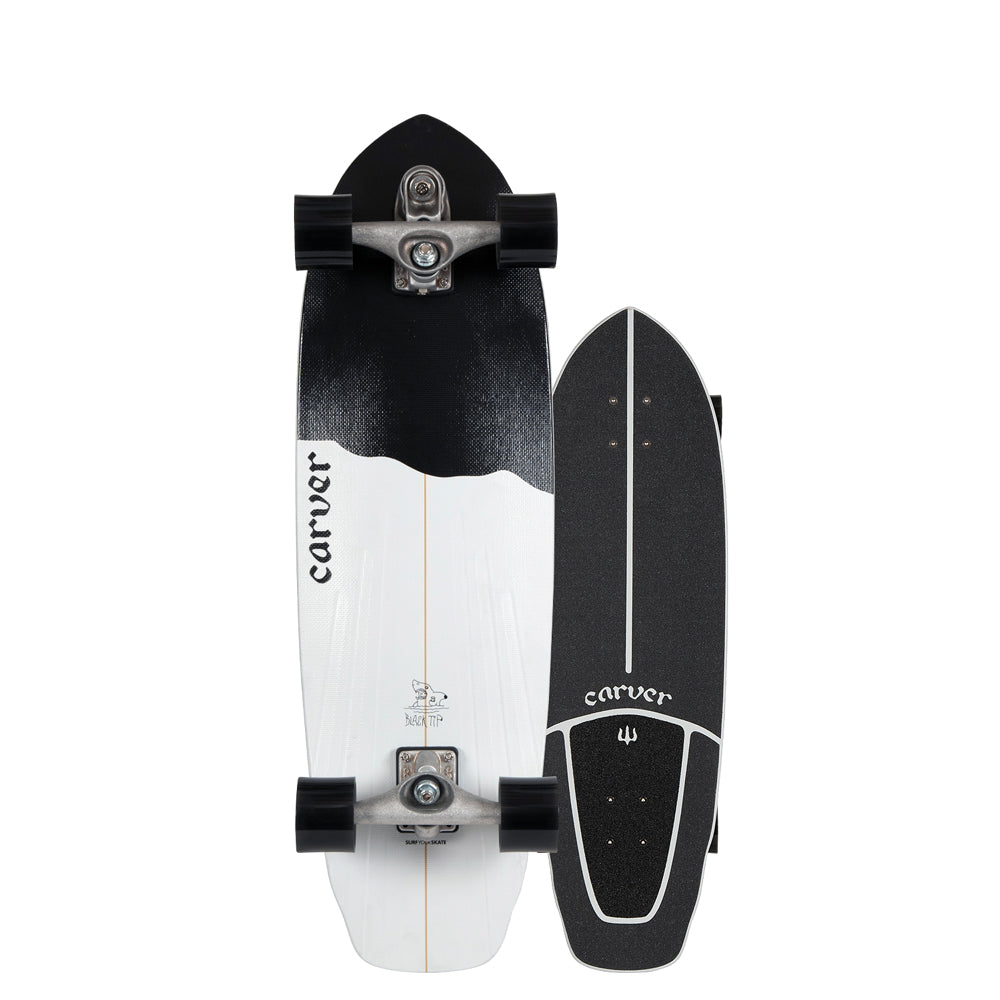 Carver - Black Tip - Surfskate Complete-Skateboards-Carver-C7 Raw-Spunkys Surf Shop LLC