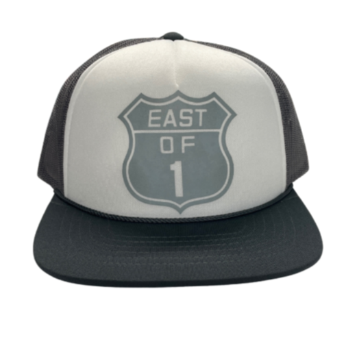 East of 1 - Trucker Hat - Grey & White-Hats-East of 1-Grey & White-Spunkys Surf Shop LLC