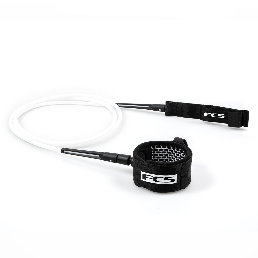 FCS - 10' Longboard Ankle Essential Leash-Leashes-FCS-White-Spunkys Surf Shop LLC