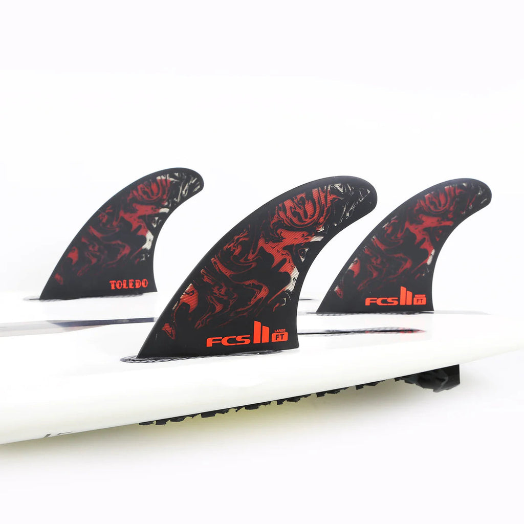 FCS II - Filipe Toledo PC Aircore - Tri Fins-FCS Fins-FCS-Medium-Black & Red-Spunkys Surf Shop LLC