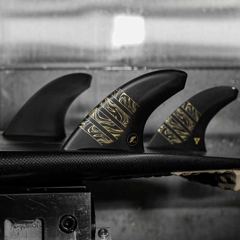 Futures Fins - Vector 3/2 Alpha Thruster - Medium-Thruster-Futures Fins-Medium-Carbon/Gold-Spunkys Surf Shop LLC