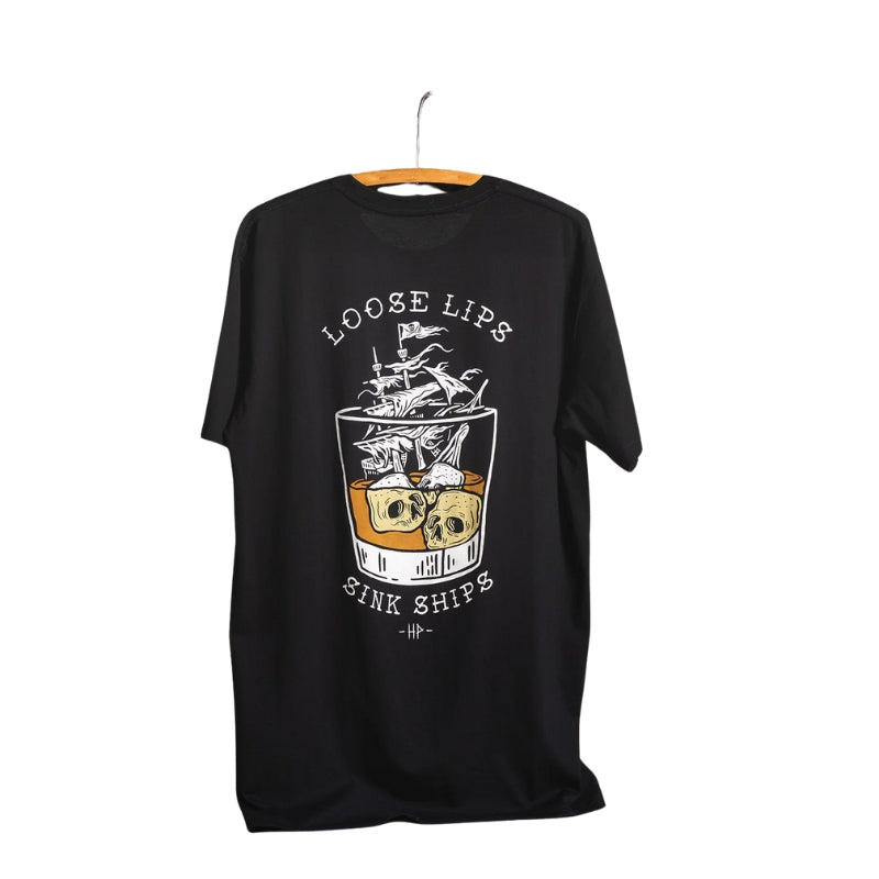 Haggard Pirate - Loose Lips Tee - Espresso Heather - Men-Tees-Haggard Pirate-Espresso Heather-SM-Spunkys Surf Shop LLC