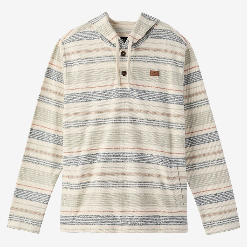 O'Neill - Bavaro Stripe Poncho Pullover Fleece - Hoodie - Mens-Jackets-O'Neill-Cream-S-Spunkys Surf Shop LLC