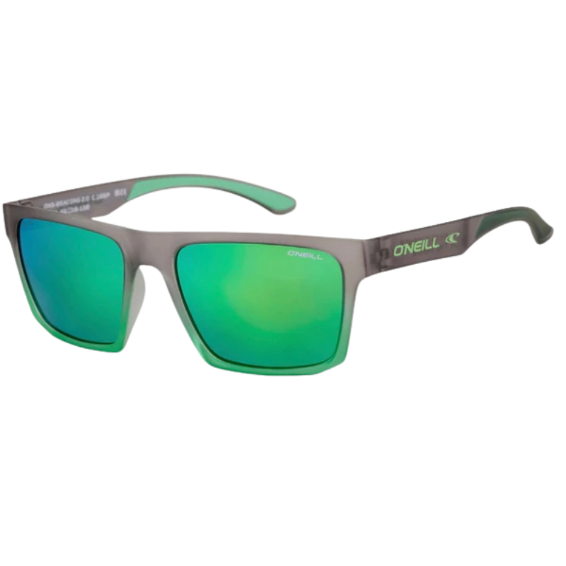 O'Neill - Beacons 2.0 Polarized - Sunglasses - Unisex-Sunglasses-O'Neill-Matte Grey/ Lime Fade/ Green Mirror-Spunkys Surf Shop LLC