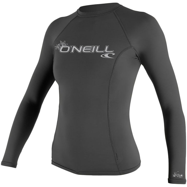 O'niell - Basic 50+ - Long Sleeve Rash Guard - Women-Rash Guards-O'neill Wetsuits-XS-Graphite-Spunkys Surf Shop LLC