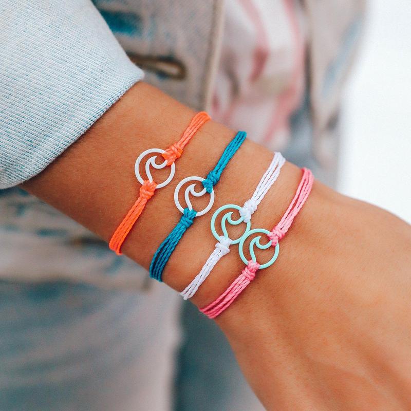 Pura Vida - Enamel Wave Aqua Bracelet - White-Jewelry-Pura Vida-One fits all-White-Spunkys Surf Shop LLC