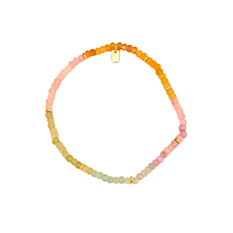 Pura Vida -Ombre Rainbow Bead Stretch - Anklet - Women-Jewelry-Pura Vida-Gold-Spunkys Surf Shop LLC