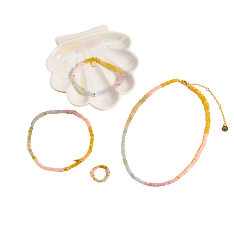 Pura Vida -Ombre Rainbow Bead Stretch - Anklet - Women-Jewelry-Pura Vida-Gold-Spunkys Surf Shop LLC