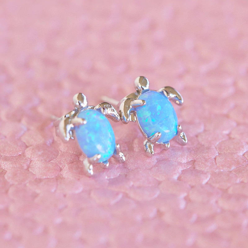 Pura Vida - Opal Sea Turtle Earring-Jewelry-Pura Vida-One fits all-Dusty Blue-Spunkys Surf Shop LLC