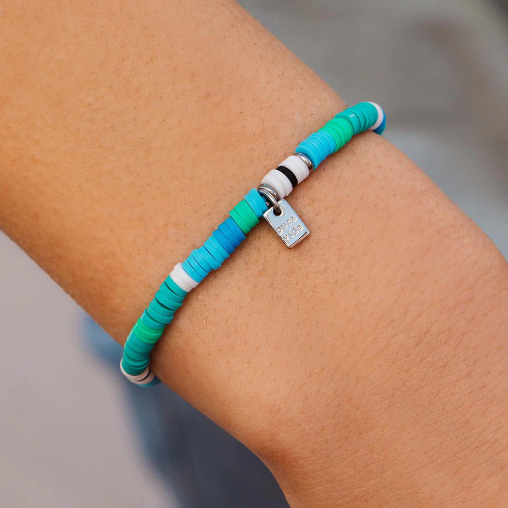 Pura Vida - Rainforest Heshi Bead Stretch Bracelet - Blue
