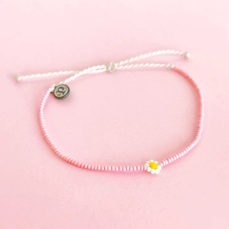 Pura Vida - Spring Daisy Seed Bead Bracelet - Pink