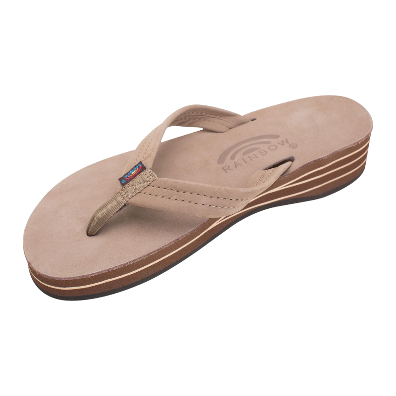 Rainbow - 4 Layer Wedge Leather Strap - Sandals - Women-Sandals-Rainbow Sandals-Small (5.5 - 6.5)-Dark Brown-Spunkys Surf Shop LLC