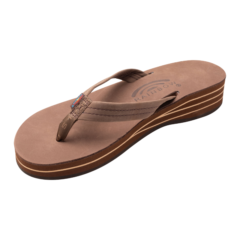 Rainbow - 4 Layer Wedge Leather Strap - Sandals - Women-Sandals-Rainbow Sandals-Small (5.5 - 6.5)-Expresso-Spunkys Surf Shop LLC