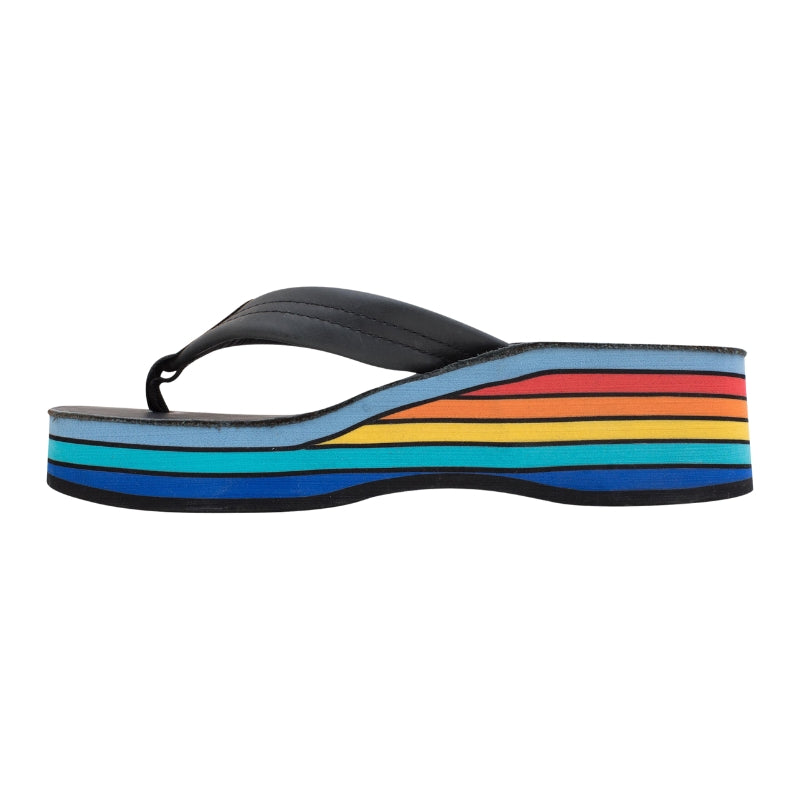 Rainbow - 6 Layer Wedge 1" Leather Strap - Sandals - Women