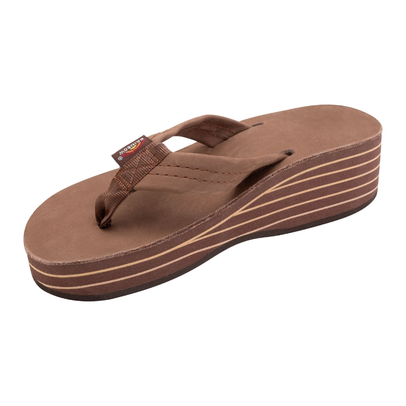Rainbow - 6 Layer Wedge 1" Leather Strap - Sandals - Women-Sandals-Rainbow Sandals-Small (5.5 - 6.5)-Expresso-Spunkys Surf Shop LLC