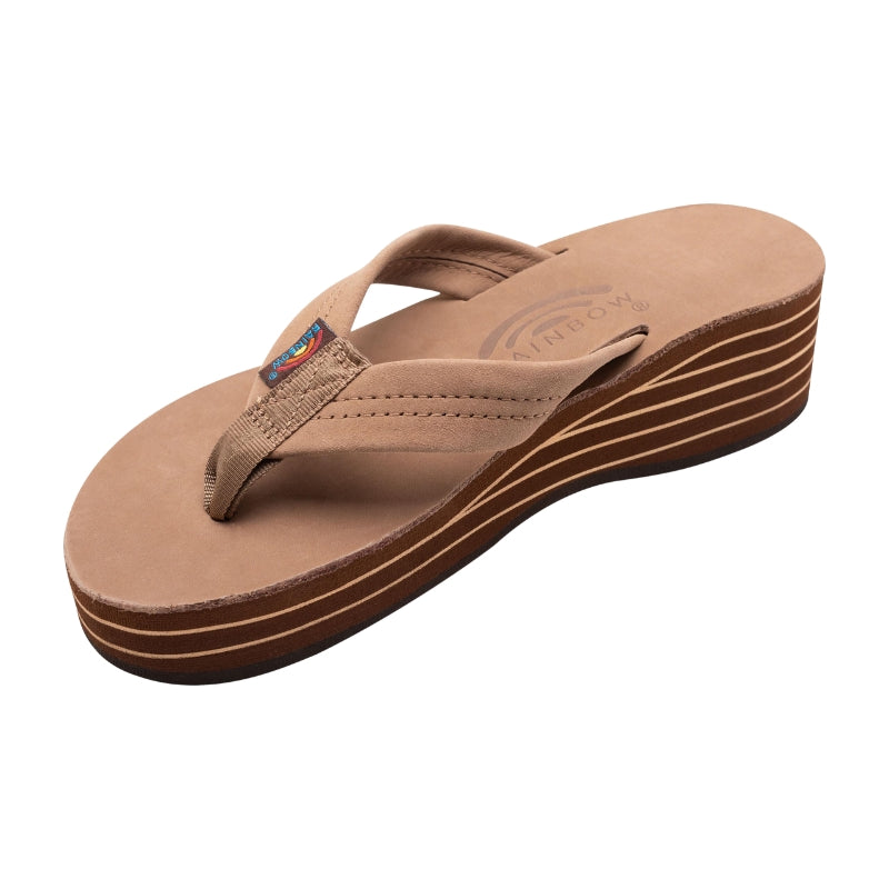 Rainbow - 6 Layer Wedge 1" Leather Strap - Sandals - Women-Sandals-Rainbow Sandals-Small (5.5 - 6.5)-Dark Brown-Spunkys Surf Shop LLC