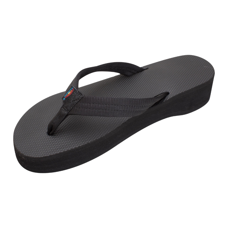Rainbow - 6 Layer Wedge 1" Nylon Strap - Sandals - Women-Sandals-Rainbow Sandals-Small (5.5 - 6.5)-Black-Spunkys Surf Shop LLC