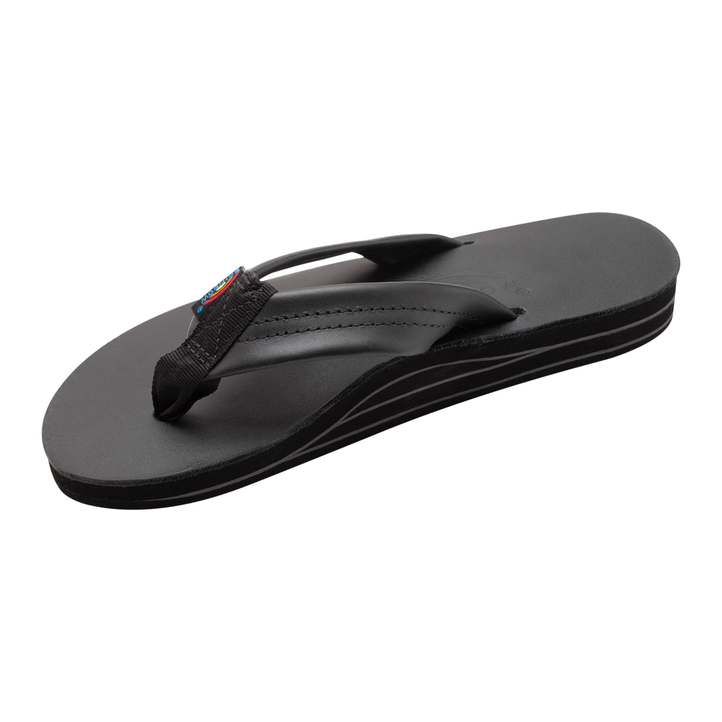 Rainbow - Classic Leather Sandal - Black Double Layer Arch - Womens-Sandals-Rainbow Sandals-Small-Women-Black-Spunkys Surf Shop LLC