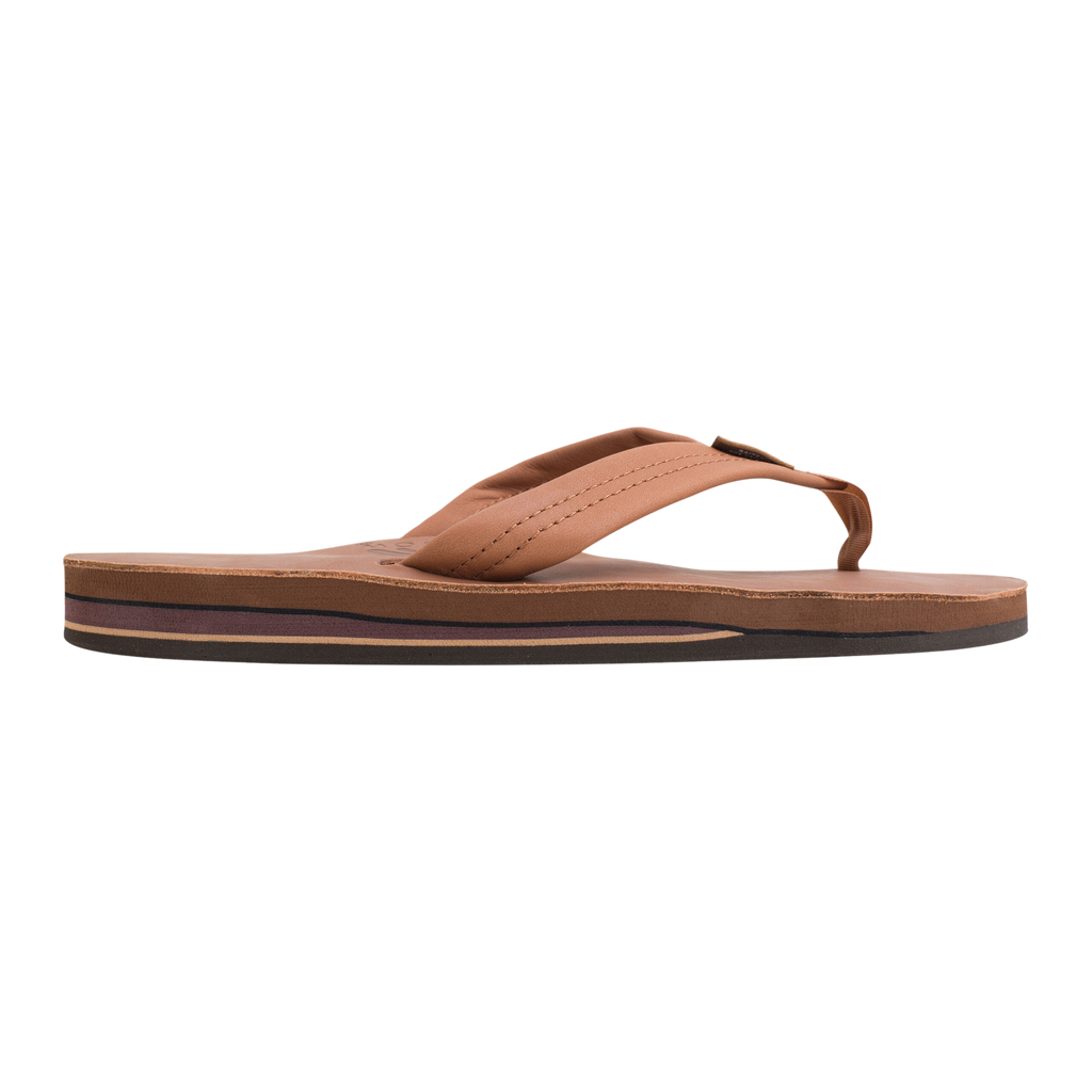 Rainbow - Classic Leather Sandal - Tan & Brown Double Layer Arch - Mens