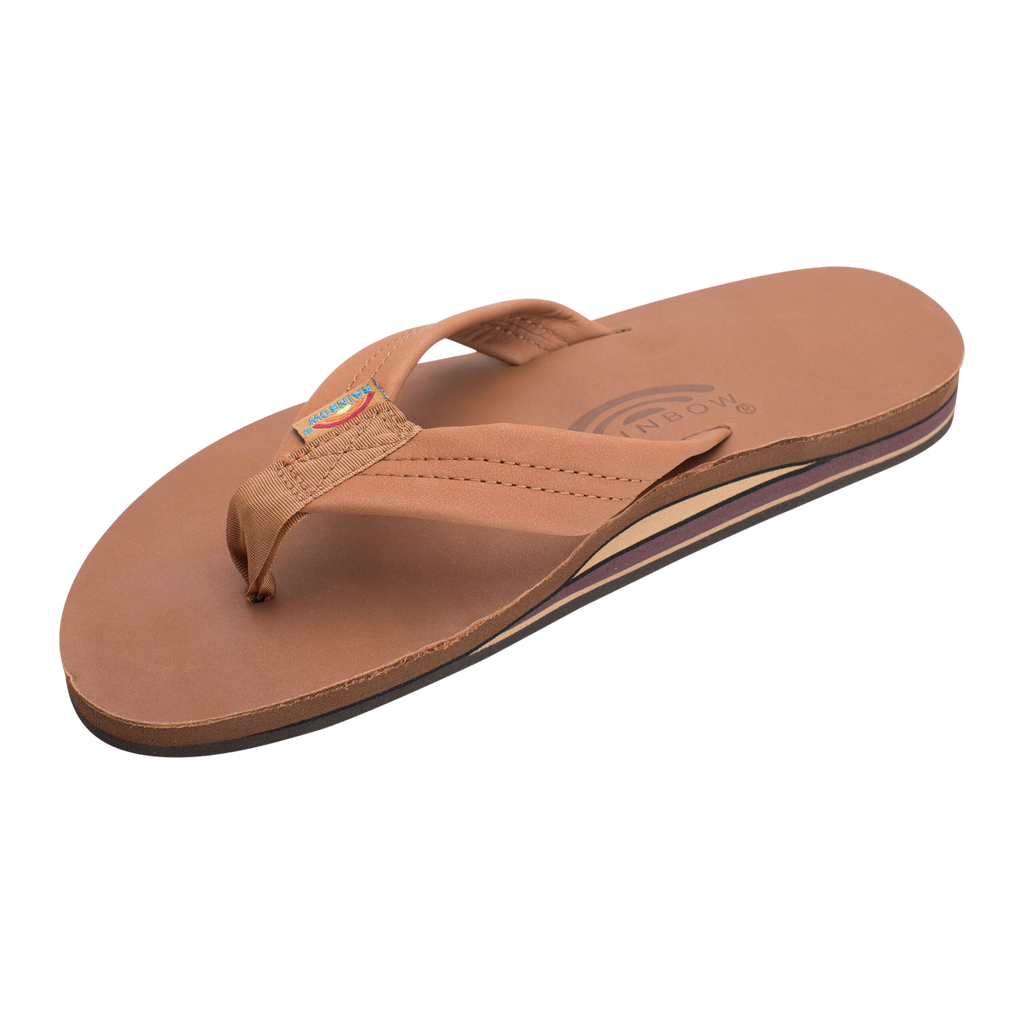 Rainbow - Classic Leather Sandal - Tan & Brown Double Layer Arch - Mens-Sandals-Rainbow Sandals-Small-Men-Tan & Brown-Spunkys Surf Shop LLC
