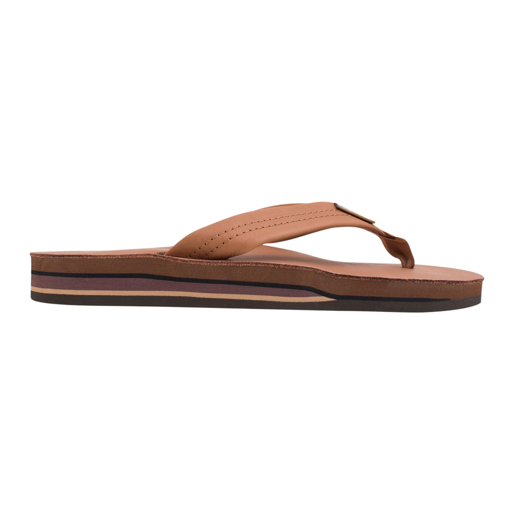 Rainbow - Classic Leather Sandal - Tan & Brown Double Layer Arch - Womens