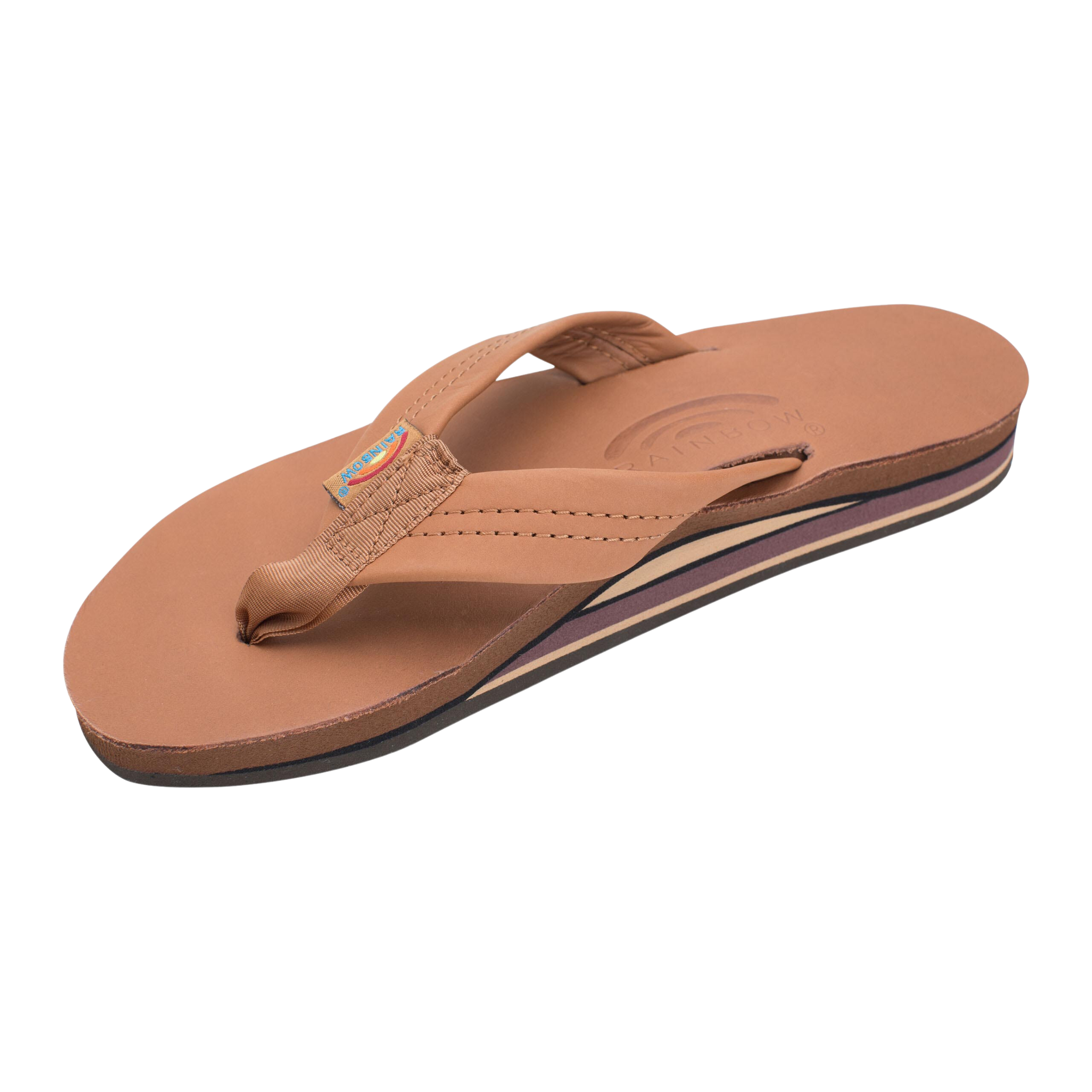 Rainbow - Classic Leather Sandal - Tan & Brown Double Layer Arch