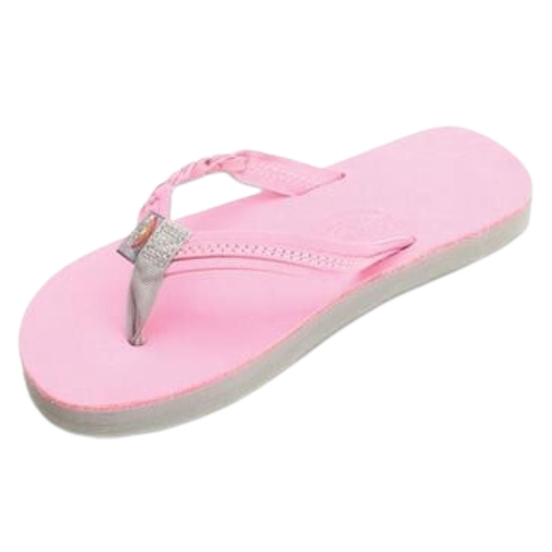Rainbow - Flirty Braidy Premier Leather Braided 1/2" Strap - Sandals -Kids-Sandals-Rainbow Sandals-3-4 w/Back Strap-Pink/Grey-Spunkys Surf Shop LLC