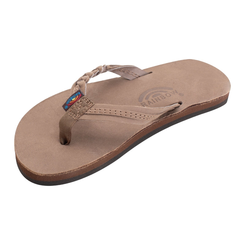 Rainbow - Flirty Braidy Premier Leather Braided 1/2" Strap - Sandals -Kids-Sandals-Rainbow Sandals-3-4 w/Back Strap-Dark Brown-Spunkys Surf Shop LLC