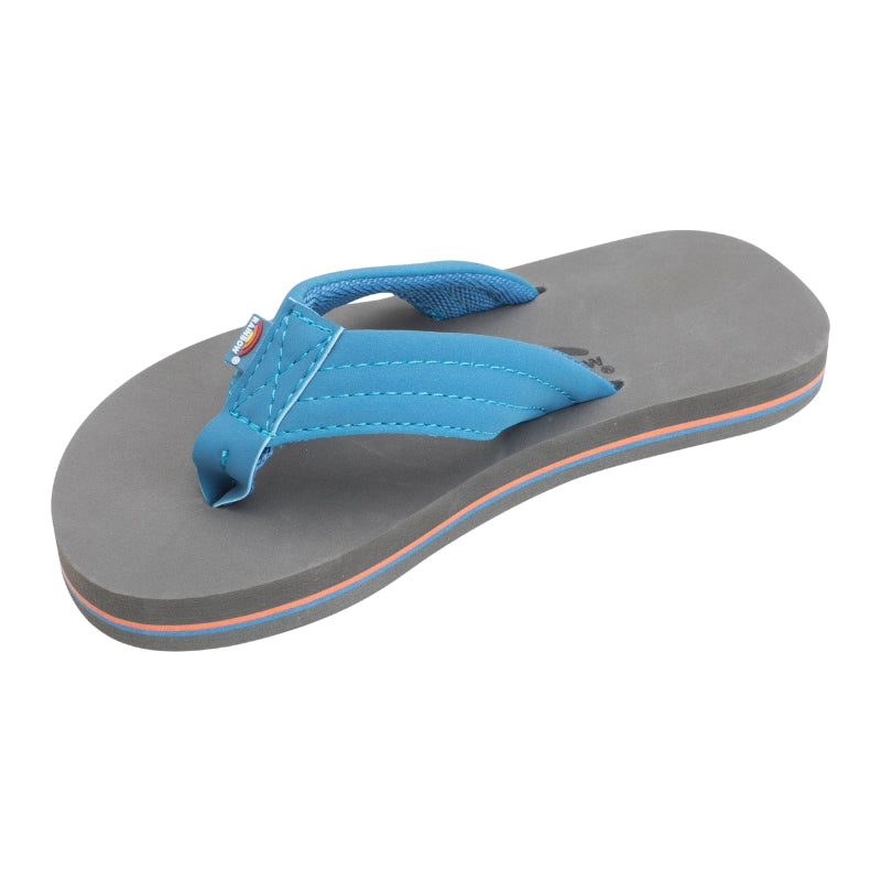 Rainbow - Grombow Soft Rubber Top Sole with 1" Strap and Pin line - Sandals - Kids-Sandals-Rainbow Sandals-3-4 w/Back Strap-Blue / Orange / Grey-Spunkys Surf Shop LLC