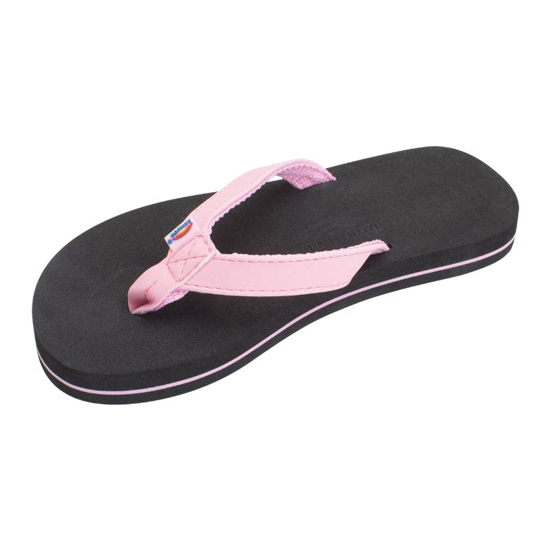 Rainbow - Grombow - Soft Rubber Top Sole with 1/2" Narrow Strap Pin line - Sandals - Kids-Sandals-Rainbow Sandals-3-4 w/Back Strap-Pink / Black-Spunkys Surf Shop LLC