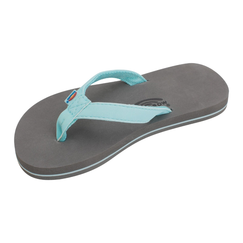 Rainbow - Grombow - Soft Rubber Top Sole with 1/2" Narrow Strap Pin line - Sandals - Kids-Sandals-Rainbow Sandals-3-4 w/Back Strap-Aqua / Grey-Spunkys Surf Shop LLC