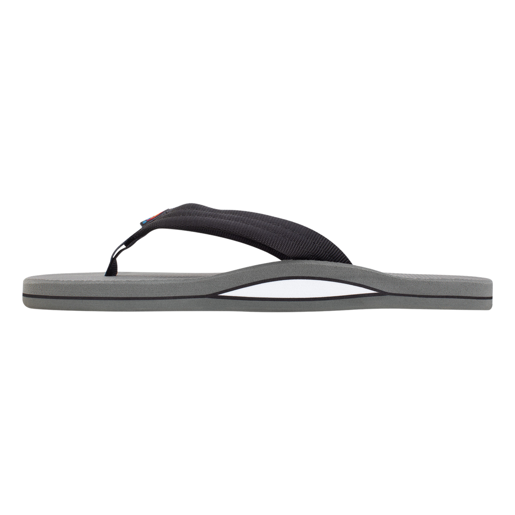 Rainbow - Single Layer Grey Rubber Top Black 1" - Mens Sandal