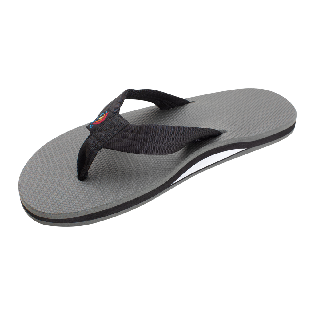 Rainbow - Single Layer Grey Rubber Top Black 1" - Mens Sandal-Sandals-Rainbow Sandals-Small-Spunkys Surf Shop LLC