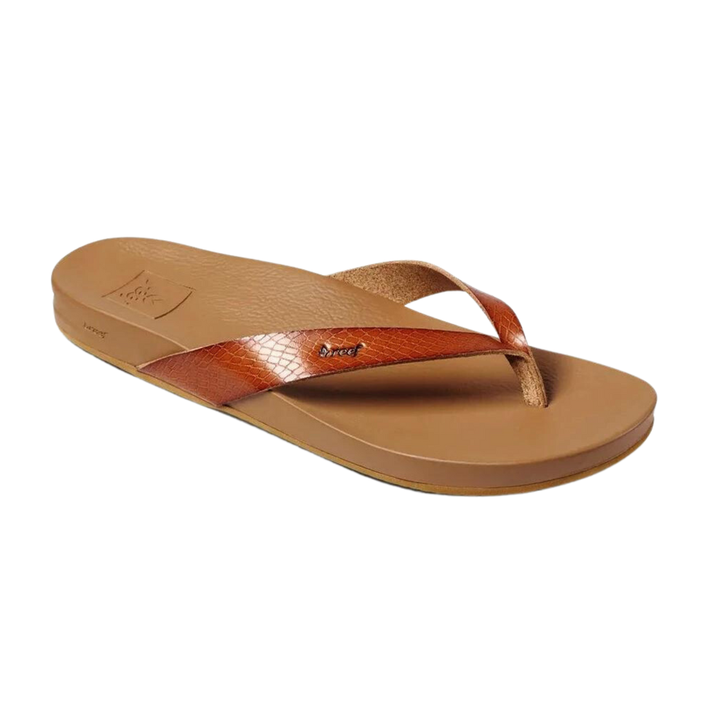 Reef - Cushion Bounce Court Sandal - Womens-Sandals-Reef-7-Women-Brown/Snake-Spunkys Surf Shop LLC