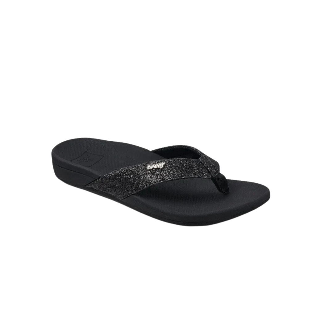 Reef - Orhto - Spring - Womens-Sandals-Reef-Black / Black glitter-7-Spunkys Surf Shop LLC
