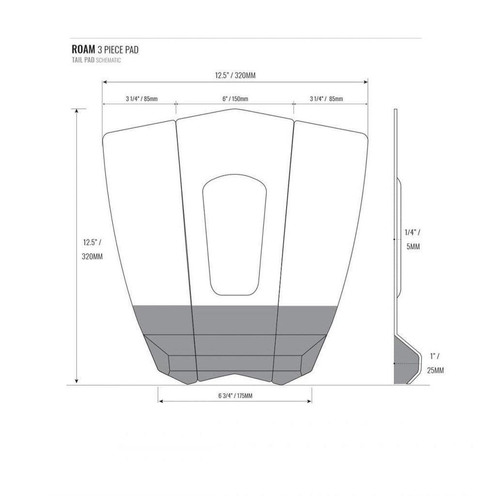 Roam - Tail Pad - 3 Piece-Pads-Roam-Black-Spunkys Surf Shop LLC