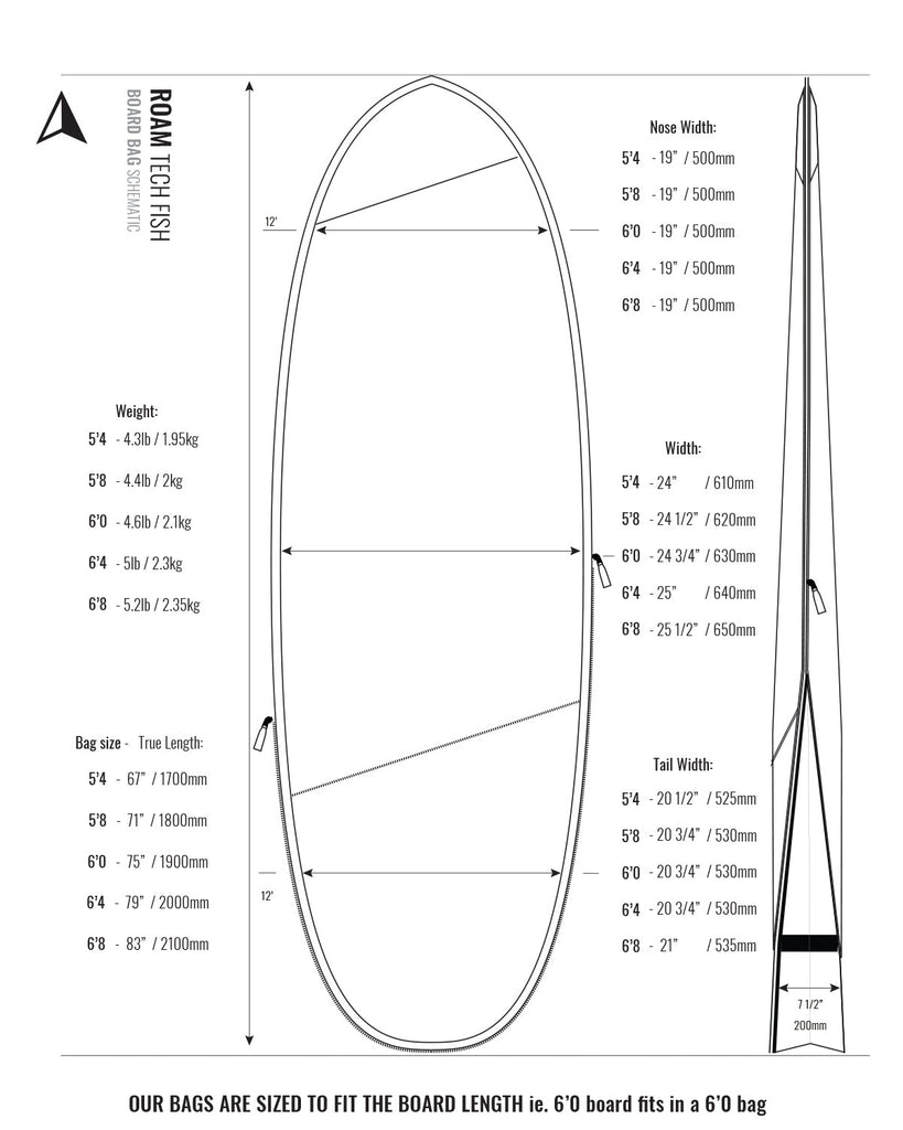 Roam - Tech Plus Bag - Fish / Hybrid-Board-Bags-Roam-5'4"-Spunkys Surf Shop LLC