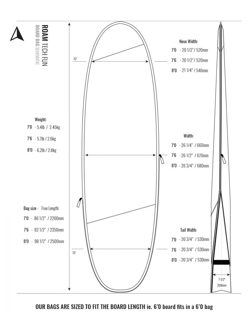 Roam - Tech Plus - Fun-Board-Bags-Roam-7'0''-Spunkys Surf Shop LLC