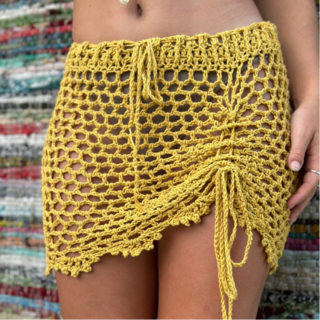 SoHo Bohemian - Sol Crochet Hollow Out Skirt - Crochet Skirt - Women-Skirts-Soho Bohemian-Mustard-Spunkys Surf Shop LLC