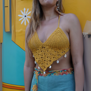 SoHo Bomeian - Buzios Top - Crochet Top - Women-Woven Tops-Soho Bohemian-Mustard-Spunkys Surf Shop LLC