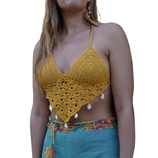 SoHo Bomeian - Buzios Top - Crochet Top - Women-Woven Tops-Soho Bohemian-Toast-Spunkys Surf Shop LLC