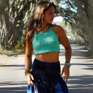 SoHo Bomeian - Ibiza Top - Crochet Top - Women-Woven Tops-Soho Bohemian-Aqua-Spunkys Surf Shop LLC