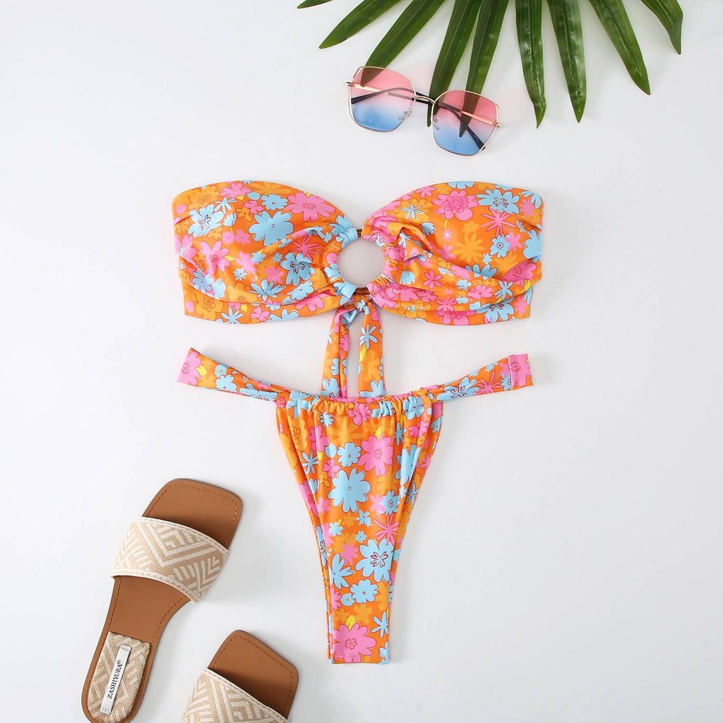 Spunky's - Bandeau Swim Bottom - Swim Bottoms - Women-Swim Bottoms-Spunky's-Pink Flowers-Small-Spunkys Surf Shop LLC