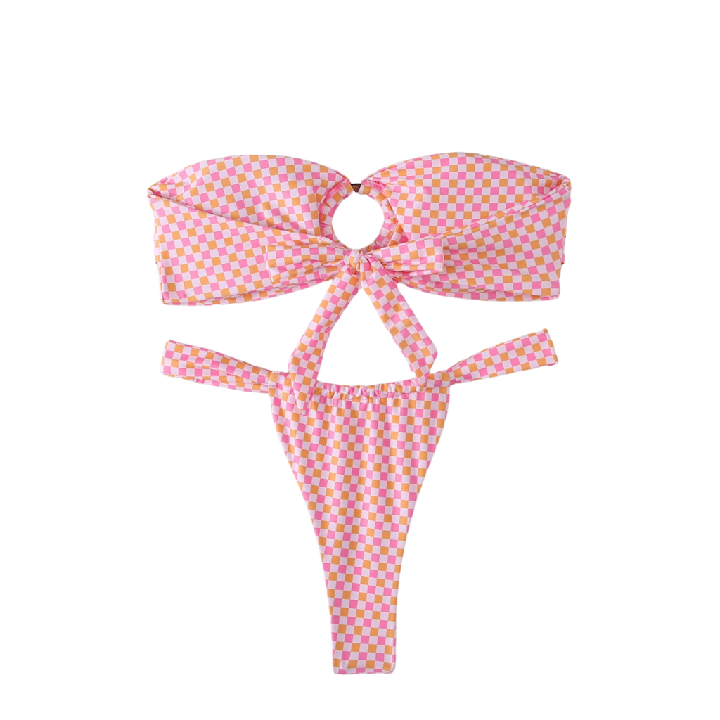 Spunky's - Bandeau Swim Top - Swim Tops - Women-Swim Tops-Spunky's-Pink Checkers-Small-Spunkys Surf Shop LLC