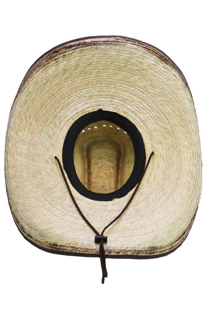 Cap Zone - Biggs Wide Retro Burnt Palm Straw Cowboy Hat-Cap Zone-Beige/Brown-One Size-Spunkys Surf Shop LLC